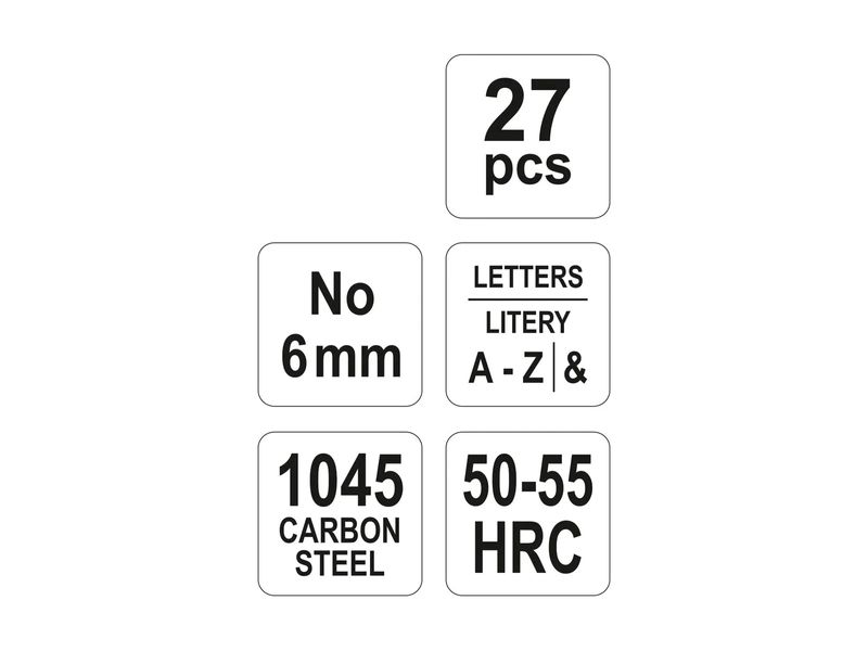 Штампи літерні (трафарети) 27 шт YATO YT-6862, висота 6 мм фото