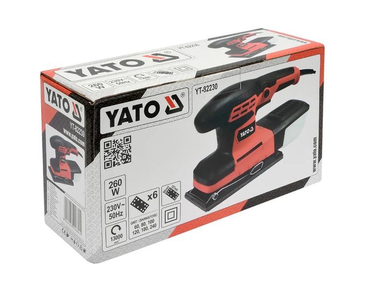 Вібраційна шліфмашина YATO YT-82230, 260 Вт, платформа 90х187 мм фото