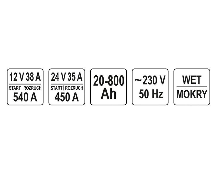 Пуско-зарядний пристрій YATO YT-83062, 12/24 В, пуск 540 А, зарядка 38 А, 20-800 Аг фото