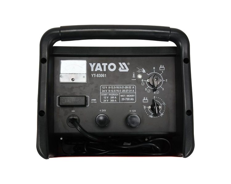 Пуско-зарядний пристрій YATO YT-83061, 12/24 В, пуск 390 А, зарядка 32 А, 20-700 Аг фото