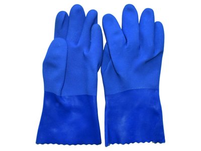 Перчатки масло-бензостойкие синие VIROK 83V014, длина 36 см фото