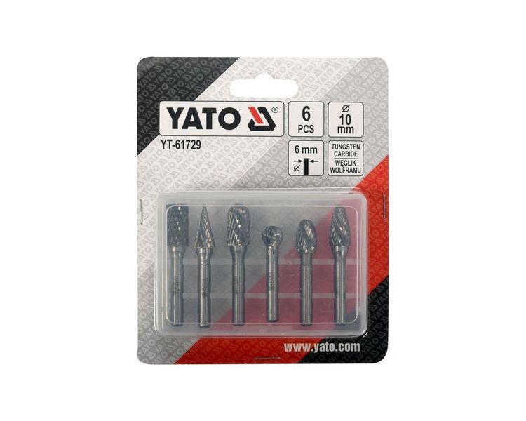 Твердосплавні фрези по металу набір YATO YT-61729, 6 шт, хвостовик 6 мм фото