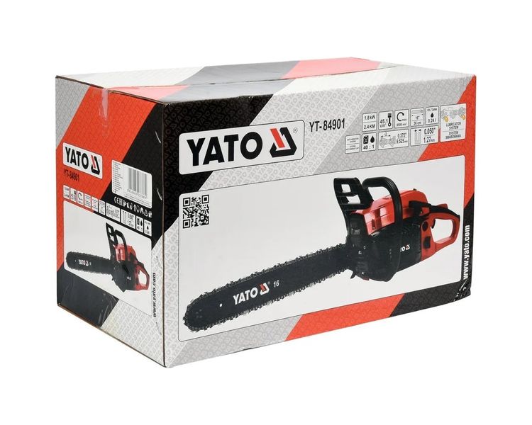 Бензопила ланцюгова YATO YT-84901, 1.8 кВт (2.4 к.с.), 45.1 см3, шина 36 см фото