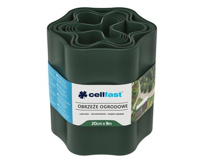 Стрічка бордюрна садова Cellfast 30-023H, 200 мм х 9 м, темно-зелена фото