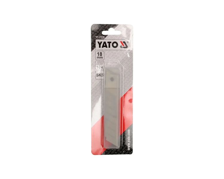 Лезо для будівельного ножа сегментне 18 мм зі сталі SK5 YATO YT-7529, 10 шт фото