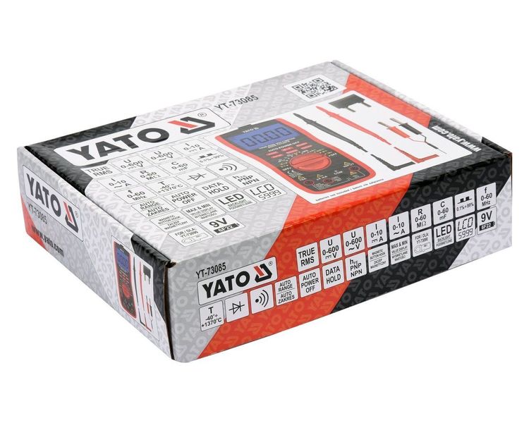 Мультиметр TRUE RMS YATO YT-73085, AC/DC 600В, 10А + термопара фото