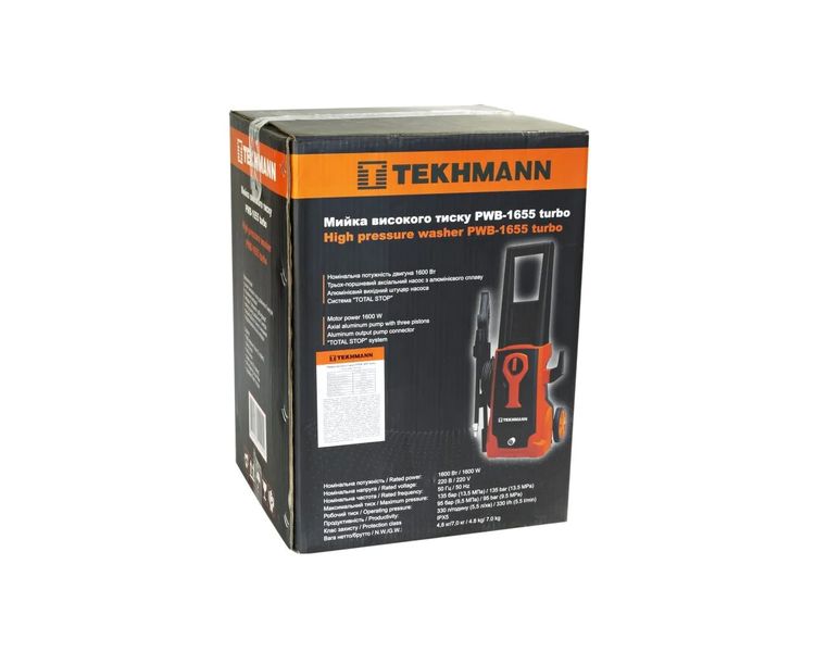Мийка високого тиску з функцією всмоктування TEKHMANN PWВ-1655 turbo, 1.6 кВт, 13.5 МПа, 5.5 л/хв фото