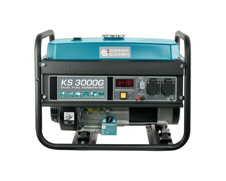 Генератор газ-бензин Könner & Söhnen KS 3000G, 3.0 кВт, AVR, ручной запуск, бак 15 л фото