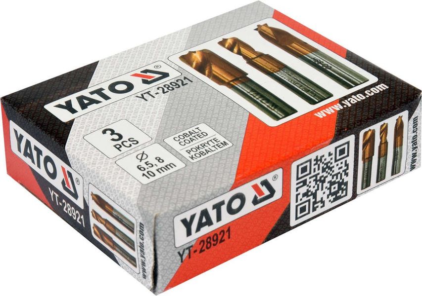 Сверла для точечной сварки кобальтовые YATO YT-28921, 6.5, 8, 10 мм фото