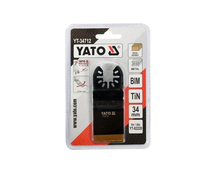 Пильне полотно титанове для реноватора YATO YT-34712, ширина леза 34 мм, 90/40 мм, BIM-Tin фото