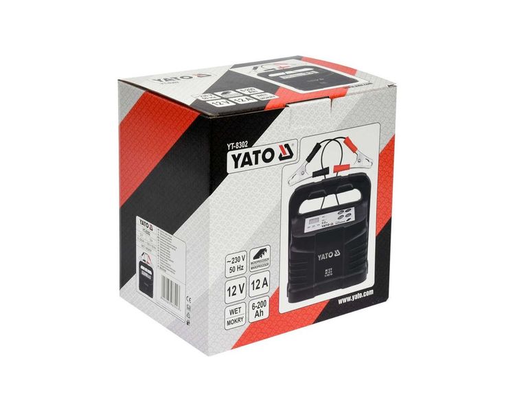 Зарядний пристрій імпульсний YATO YT-8302 12В, 12А, 6-200Aг фото
