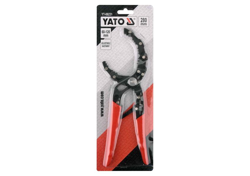 Кліщі для зняття масляного фільтру YATO YT-08231, 60-120 мм, 280 мм фото