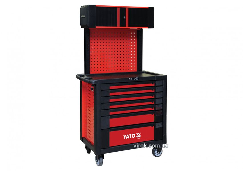 Шкаф-тележка для инструментов YATO с 7 ящиками и перфорированной стенкой 995 x 950 x 550 мм фото