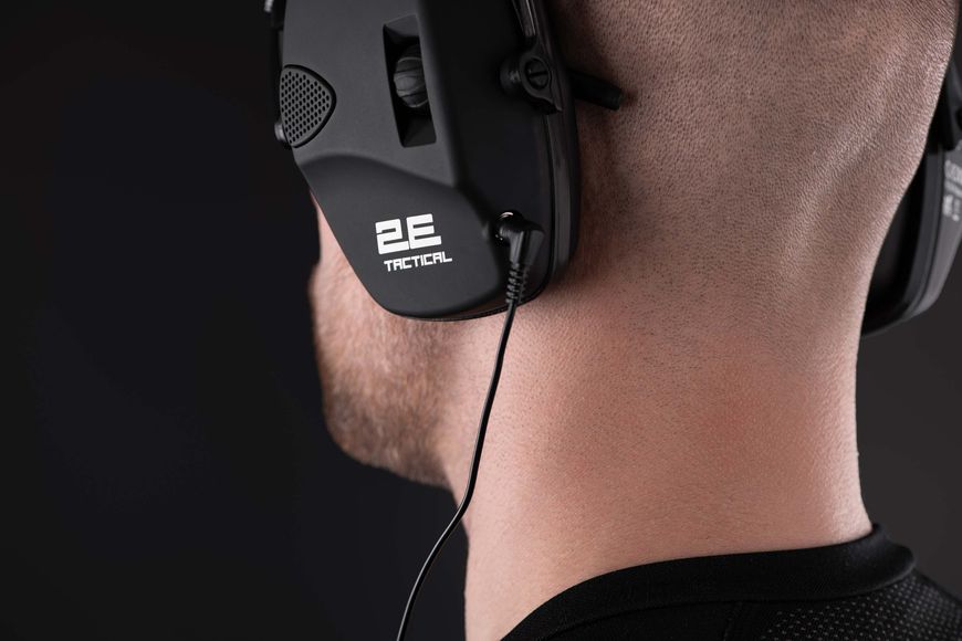 Наушники тактические активные для защиты слуха 2E  Pulse Pro Black TPE026BK, SNR 27 dB, NRR 22 dB, черные фото