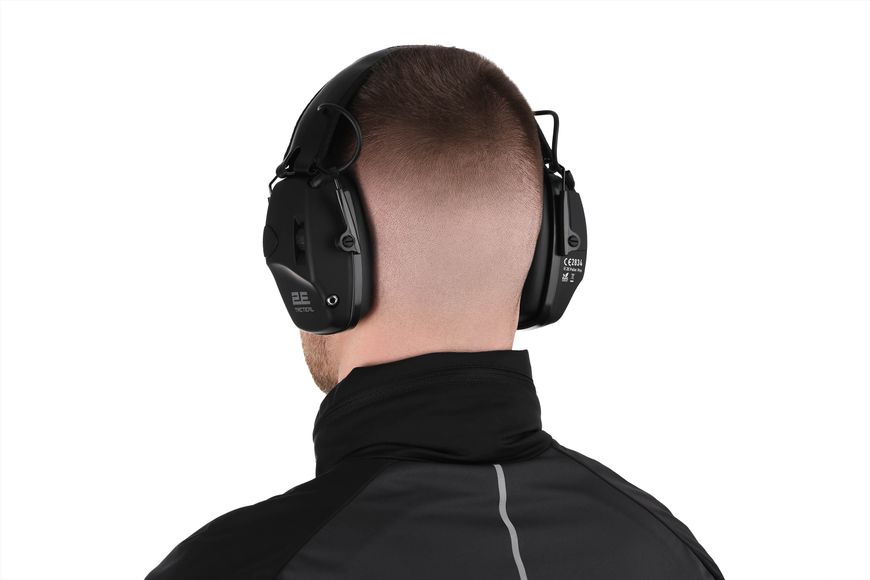 Навушники тактичні активні для захисту слуху 2E  Pulse Pro Black TPE026BK, SNR 27 dB, NRR 22 dB, чорні фото