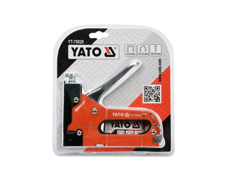 Степлер для скоб та шпильок YATO YT-70020, тип 53F 4-14 мм, тип S 10-12 мм, цвях J 10-14 мм фото