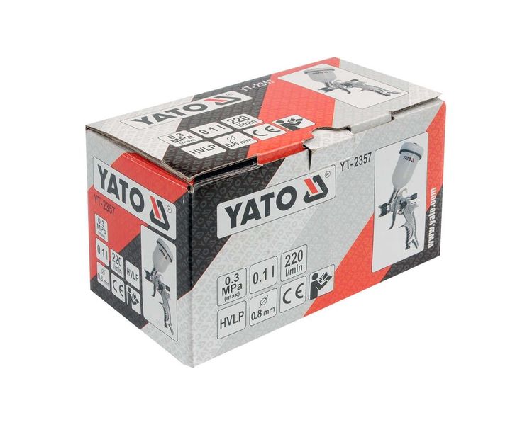 Краскопульт пневматический HVLP YATO YT-2357, 0.8 мм, верхний бак 0.1 л фото