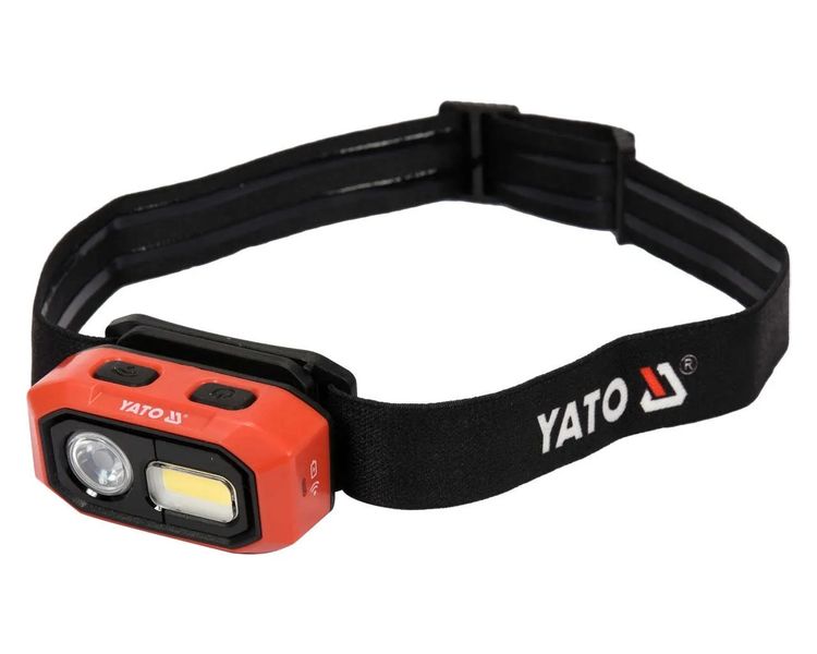 Налобний ліхтар з датчиком руху на акумуляторі YATO YT-08592, 480 Лм, 1.4 Аг фото