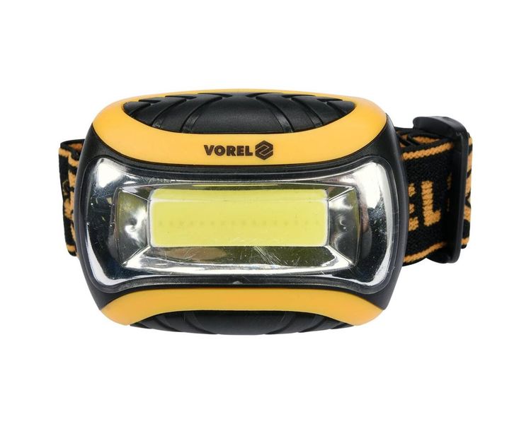 LED фонарь на лоб VOREL на батарейках 3 Вт, 150 Лм, 55х47х29 мм фото