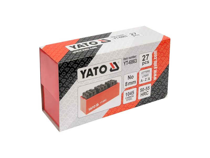 Штампы буквы увеличенные 27 шт YATO YT-6863, высота символа 8 мм фото