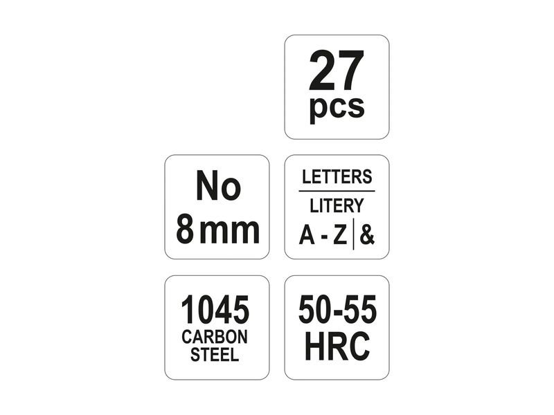 Штампы буквы увеличенные 27 шт YATO YT-6863, высота символа 8 мм фото