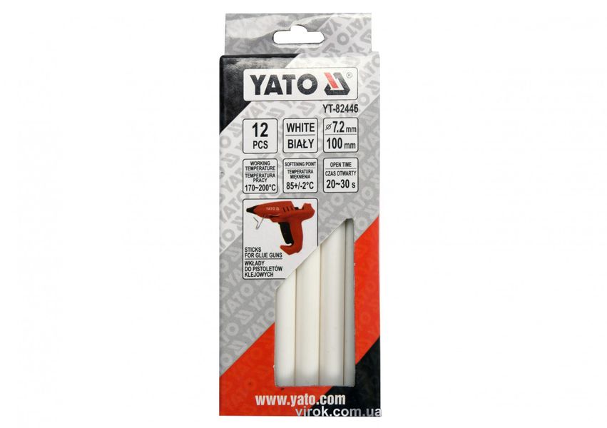 Стрижні клейові білі YATO 7.2 х 100 мм 12 шт. фото
