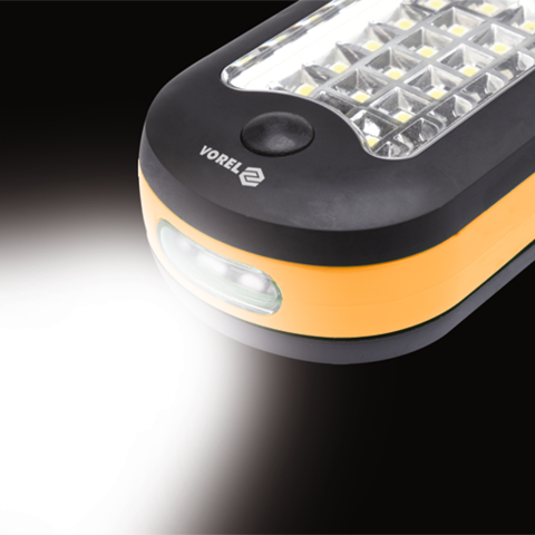 LED фонарь подвесной с крючком VOREL 82731, 20+3 светодиодов, магнит, батарейки AAA х 3 шт фото
