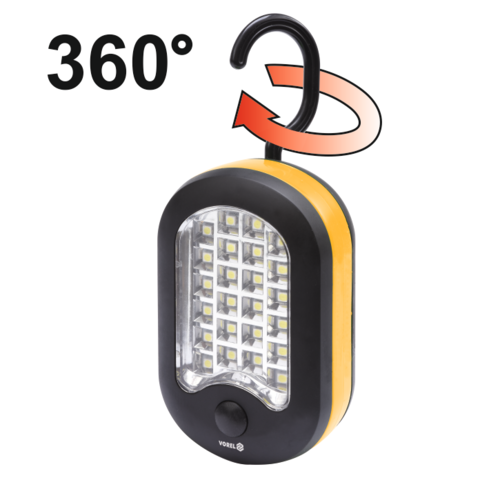 LED фонарь подвесной с крючком VOREL 82731, 20+3 светодиодов, магнит, батарейки AAA х 3 шт фото