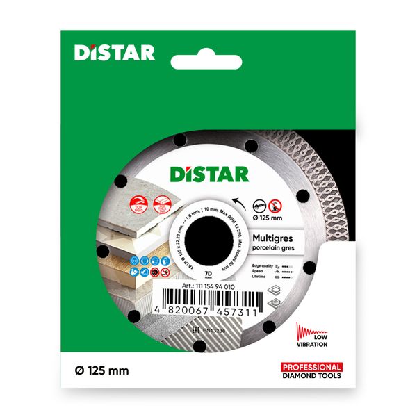 Distar 7D 125 мм MULTIGRES 1A1R (11115494010) - диск отрезной алмазный 1.6 мм по плитке и керамограниту фото
