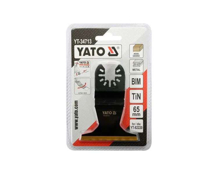 Пильное полотно титановое для реноватора YATO YT-34713, ширина лезвия 65 мм, 90/40 мм, BIM-Tin фото