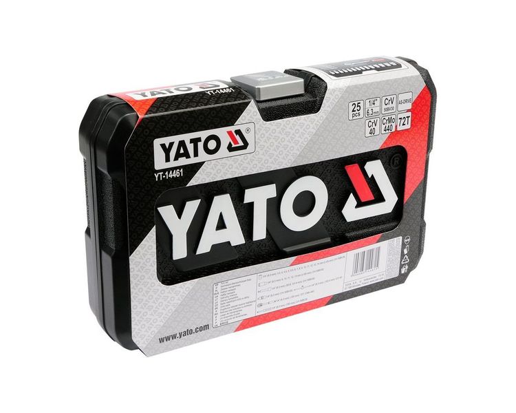 Набор головок торцевых YATO YT-14461, 1/4", М3.5-14 мм, 25 ед фото