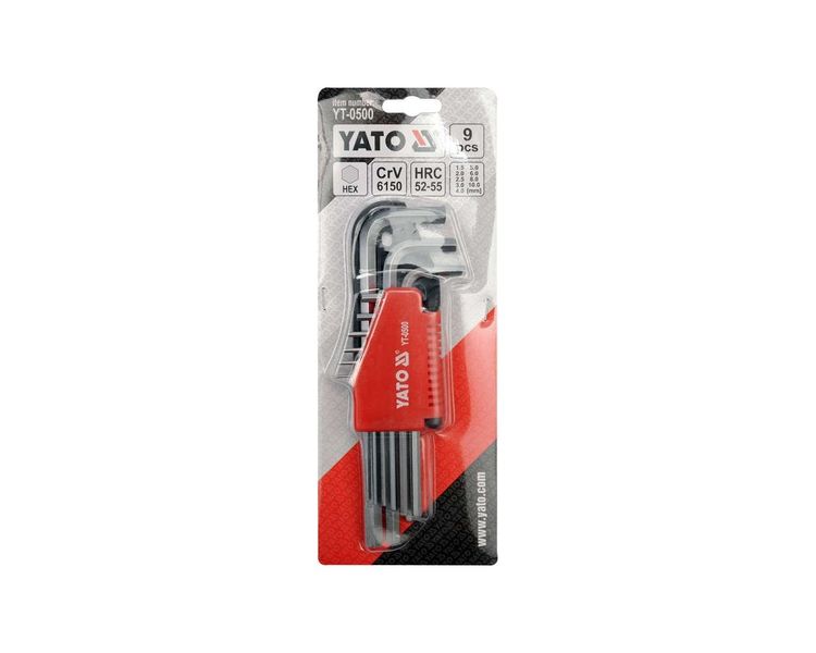 Набор имбусовых ключей YATO YT-0500, HEX 1.5-10 мм, 9 шт фото