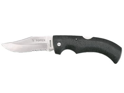 Нож туристический складной TOPEX 98Z101, лезвие 9.5 см из нержавеющей стали, прорезиненная рукоятка фото