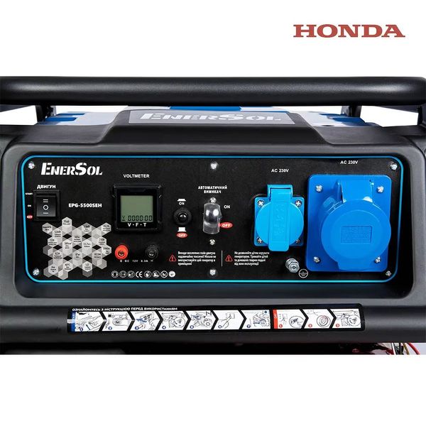 EnerSol EPG-5500SEH бензиновый генератор 5.5 кВт с двигателем Honda, электростартер, колеса, 89 кг фото