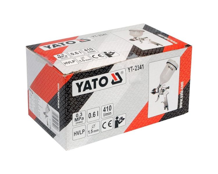 Пульверізатор пневматичний HVLP YATO YT-2341, 1.5 мм, верхній бак 0.6 л фото
