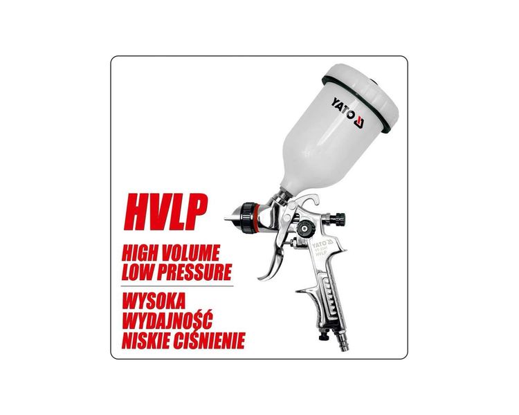 Краскопульт пневматический HVLP YATO YT-2341, 1.5 мм, верхний бак 0.6 л фото
