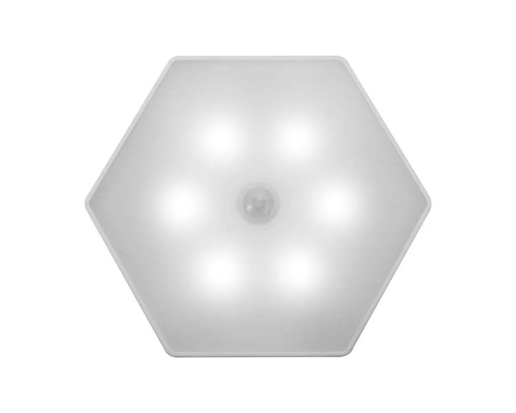LED лампа-нічник з датчиком руху 9х9х28 см VOREL, 50 Лм, 3 AAA фото