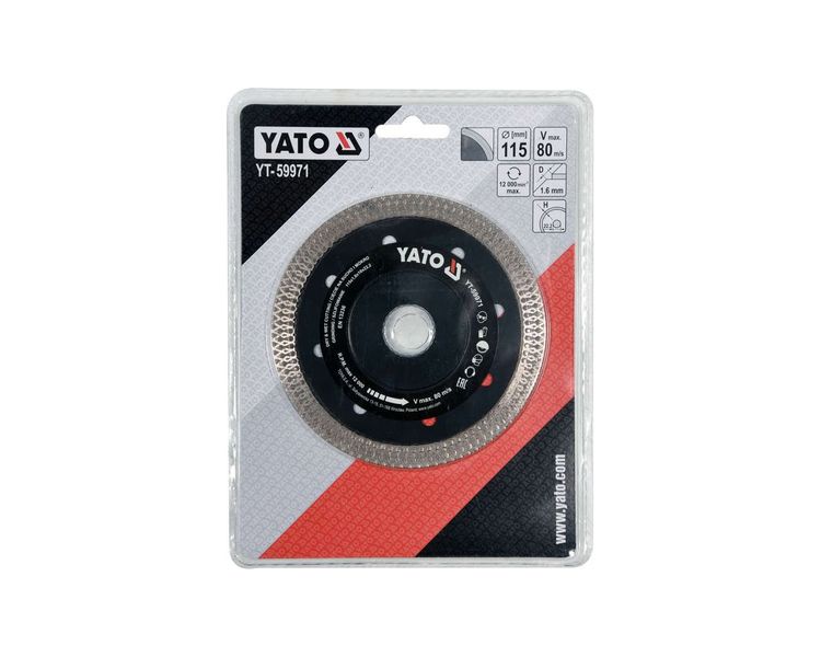 Диск алмазний по кераміці та гресу YATO YT-59971, 115 мм, 1.6x10 мм, 22.2 мм фото