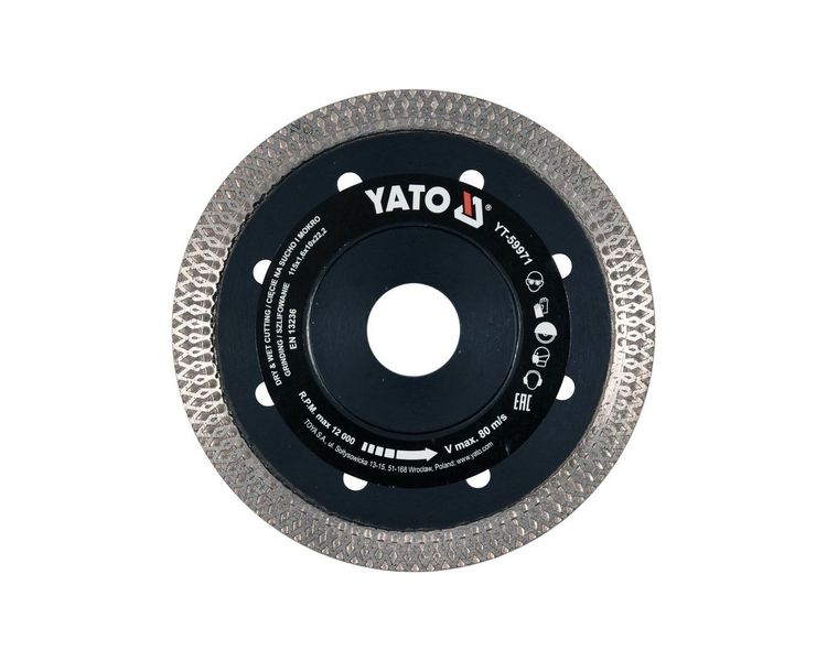 Диск алмазный по керамике и гресу YATO YT-59971, 115 мм, 1.6x10 мм, 22.2 мм фото