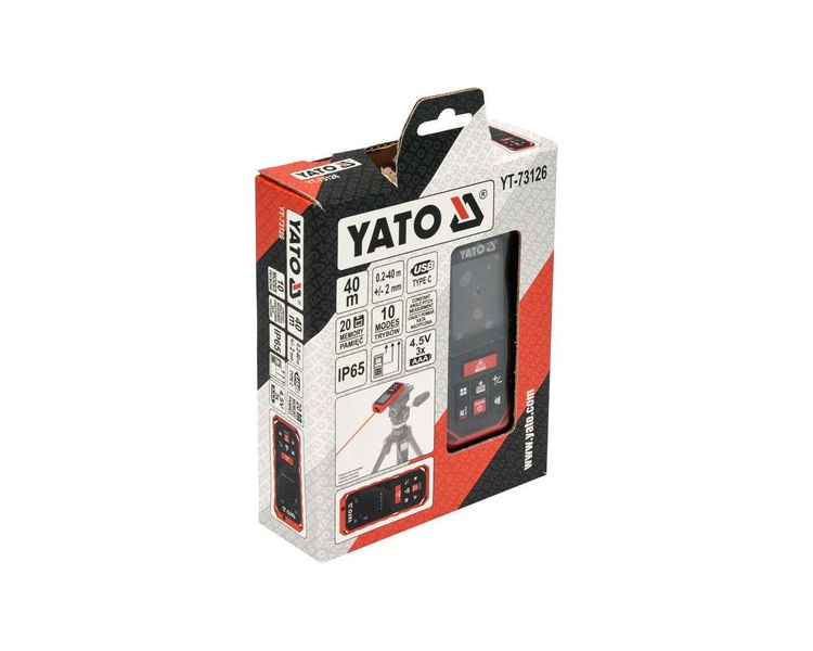 Дальномер лазерный YATO YT-73126, 0.2-40 м, 10 режимов фото