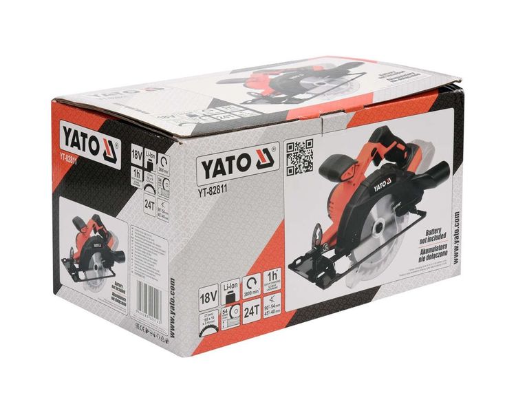 Пила дисковая аккумуляторная YATO YT-82811 18В, 165х16 мм (корпус) фото