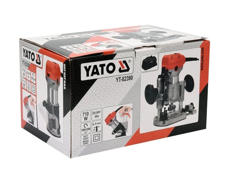Фрезер кромочный на три базы YATO YT-82390, 710 Вт, цанга 6-8 мм фото