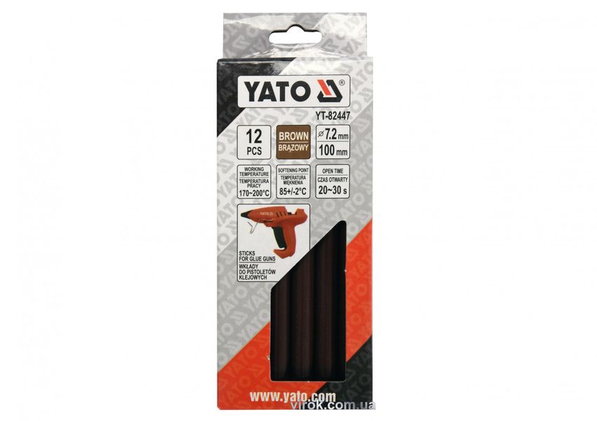 Стержни клеевые коричневые YATO, 7.2х100 мм, 12 шт. фото