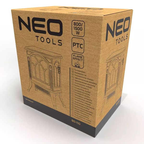 Декоративный электрокамин Neo Tools 90-110, 1.5 кВт, до 30 м2, керамический тэн, эффект пламени фото