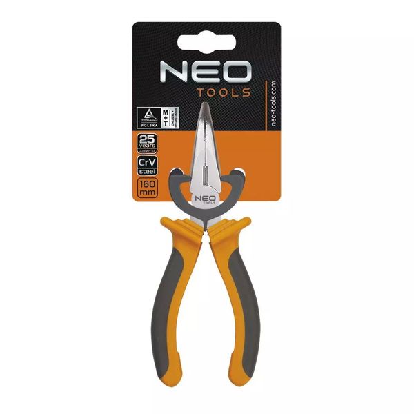 Neo Tools 01-015 длинногубцы изогнутые 160 мм, CrV, 55-60 HRC, DIN 5746 фото