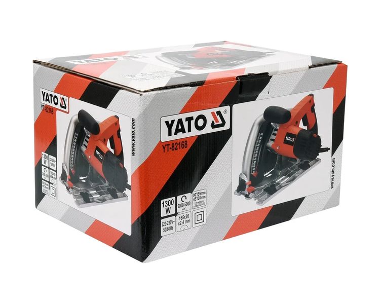 Пила дискова занурювальна YATO YT-82168, 1300 Вт, диск 165х20 мм фото