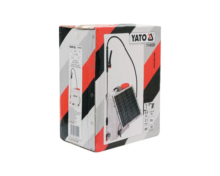Обприскувач акумуляторний на сонячній батареї YATO YT-86220, 16 л, 12В, 8 Аг фото