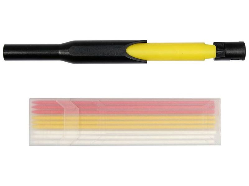 Олівець будівельний для глибоких отворів VOREL 09200, 155 мм, + 10 кольорових стрижнів фото