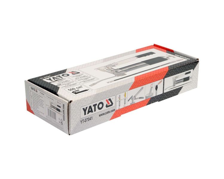 Шприц смазочный двухпозиционный YATO YT-07041, 500 см3, жесткий и гибкий аппликаторы, 70 МПа фото