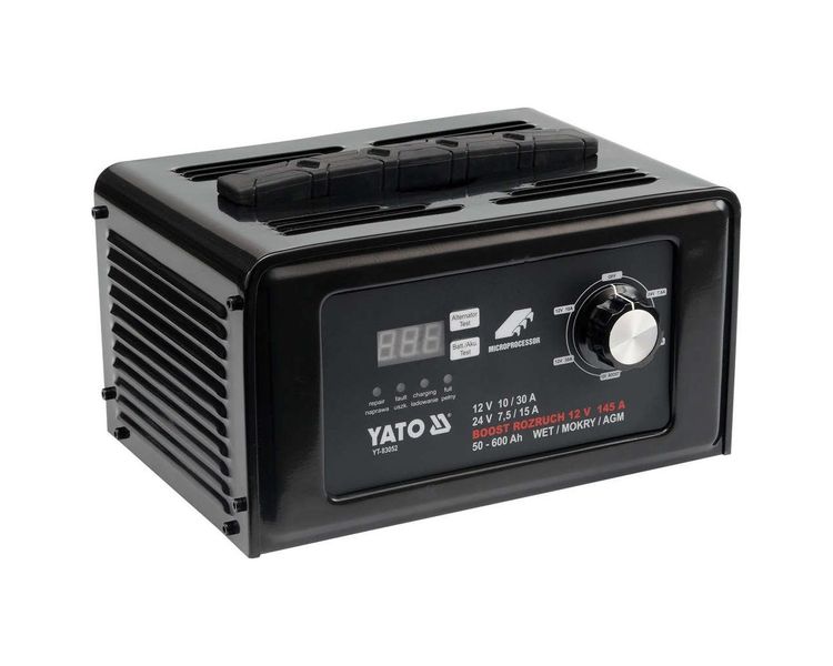 Пуско-зарядное устройство YATO YT-83052, 12/24 В, пуск 145 А, зарядка 30 А, 50-600 Ач фото